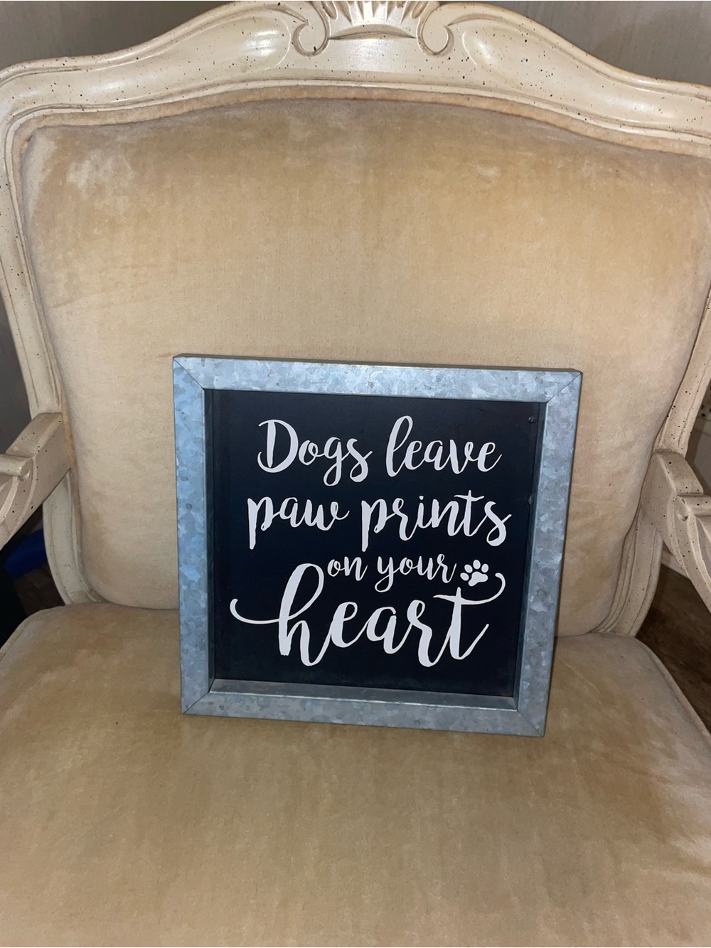 Heart Paw Prints metal Wall Sign - Black, white and Silver